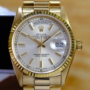 Rolex Day Date 18K Factory Silver Dial 36mm Watch